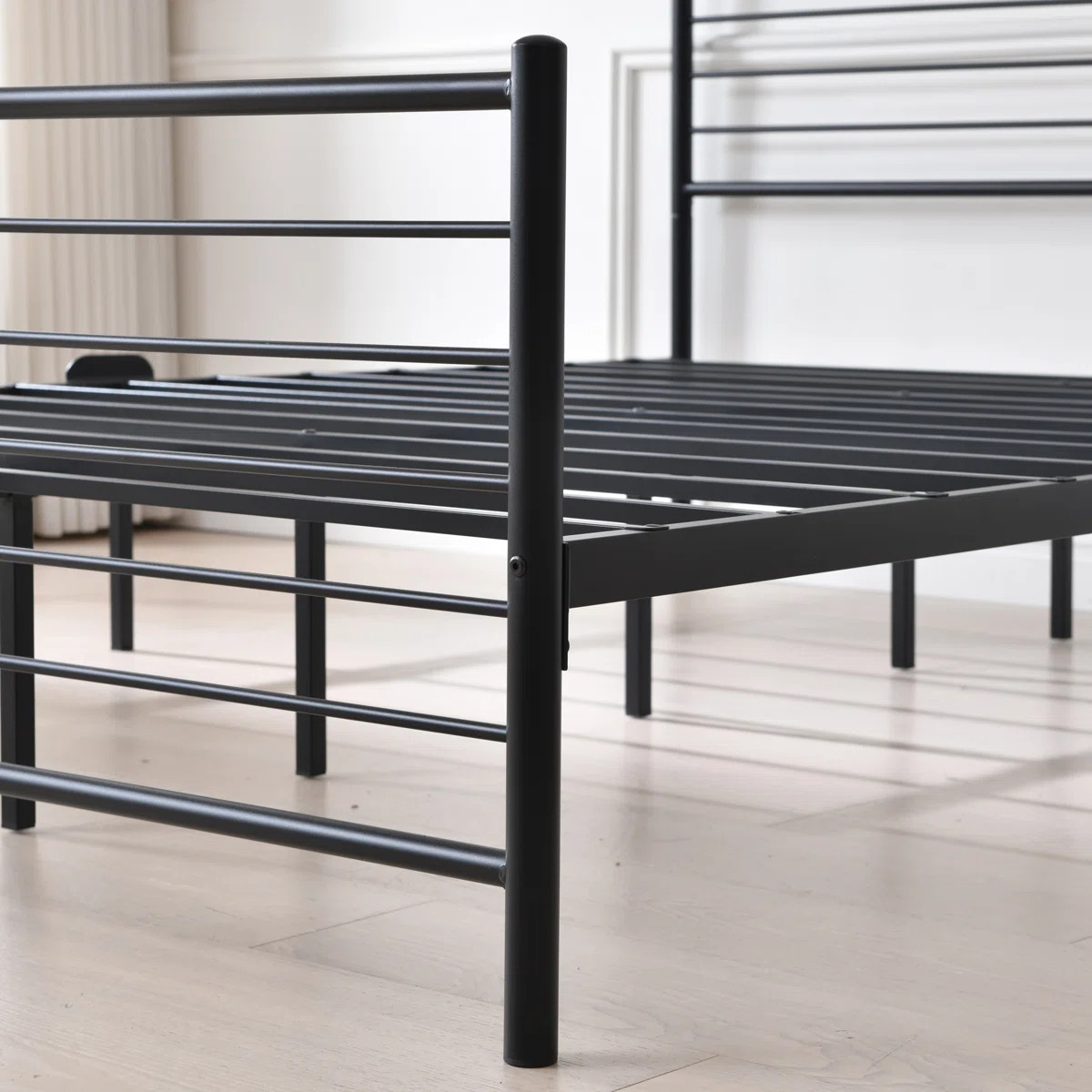 Modern Horizontal Slat Metal Bed Frame with Headboard and Footboard | Wayfair North America