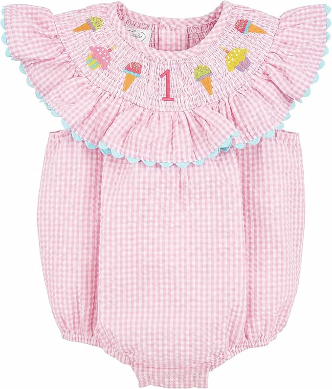 Mud Pie Baby Girls' Smocked Birthday Bubble | Amazon (US)