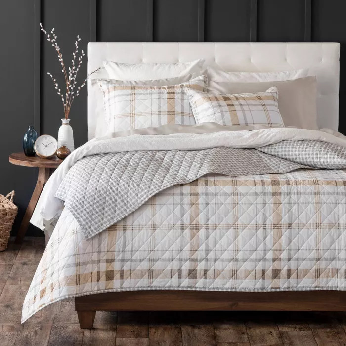 Bartlett Plaid Cotton Percale Quilt Set - Martha Stewart | Target