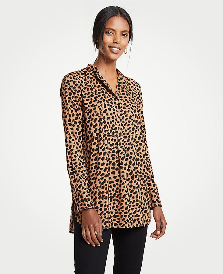 Cheetah Dot Bib Tunic Top | Ann Taylor (US)