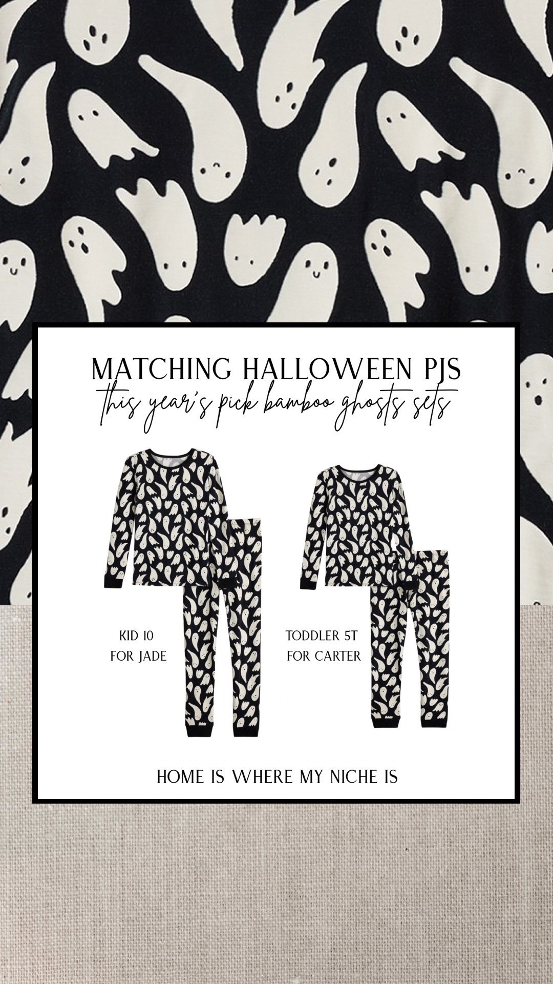Spooky season starts with matching PJs 👻

Found this year’s Halloween set for the kids & the little ghosts got me immediately. The black + ivory is so cute and I love a Halloween print that still feels simple. I grabbed a Kid 10 for Jade & Toddler 5T for Carter.

#LTKcanada #LTKfall #LTKkids