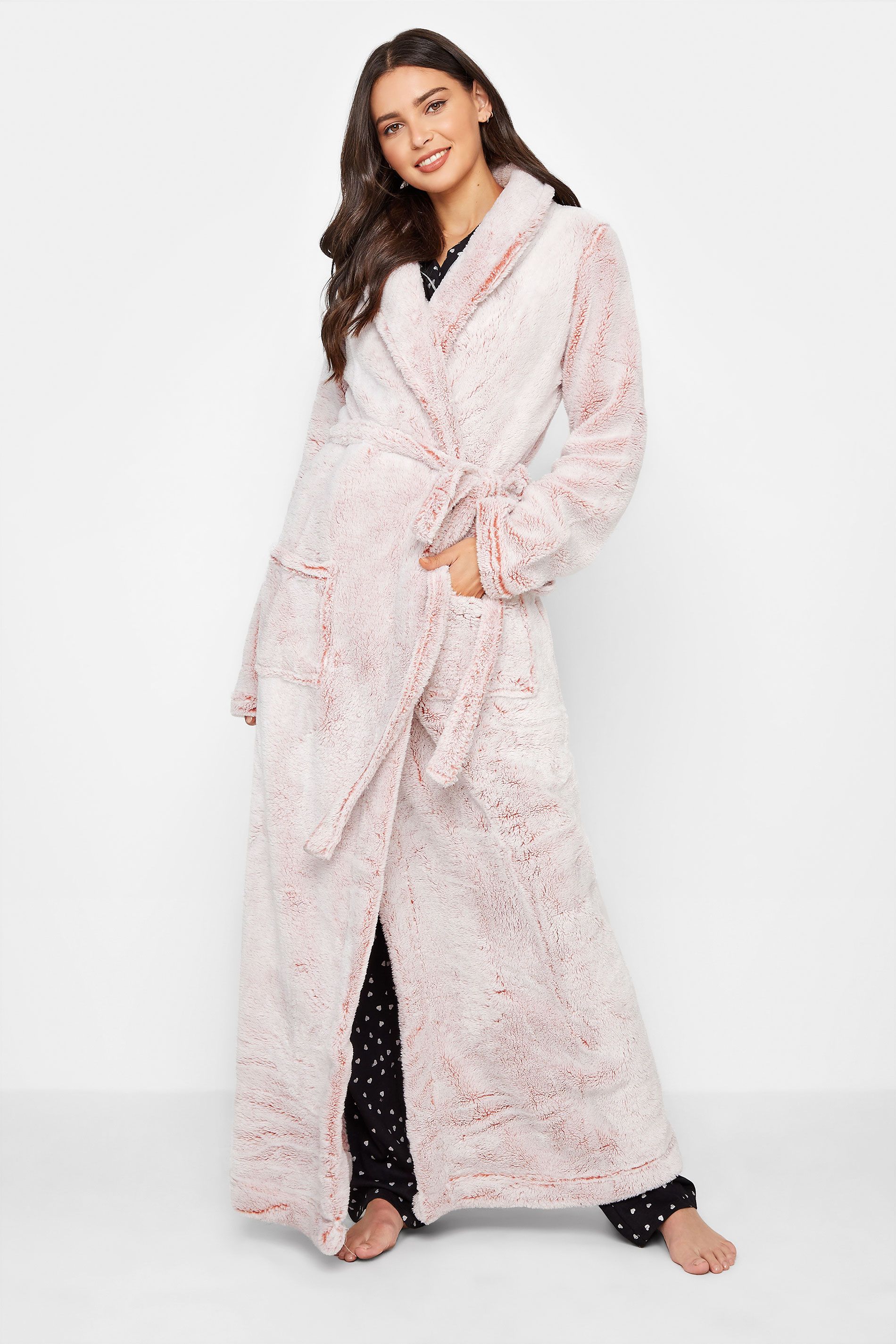 Tall Women's LTS Pink Soft Shawl Collar Dressing Gown | Long Tall Sally | Long Tall Sally