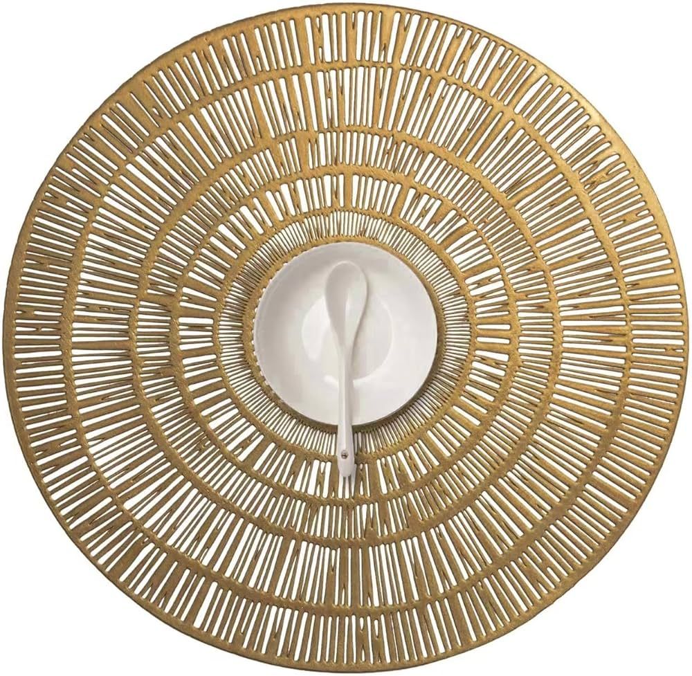 FunWheat Round Gold Mentalic Placemats Set of 6 Washable Easy Clean Place Mats Indoor Outdoor Shi... | Amazon (US)