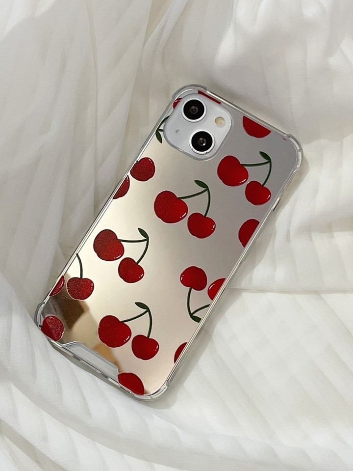 Cherry Painted Mirror Phone Case Compatible With IPhone 15/15Pro/15Plus/15Promax Kawaii | SHEIN