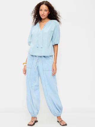 Mid-Rise Pull-On Utility Harem Jeans | Old Navy (US)