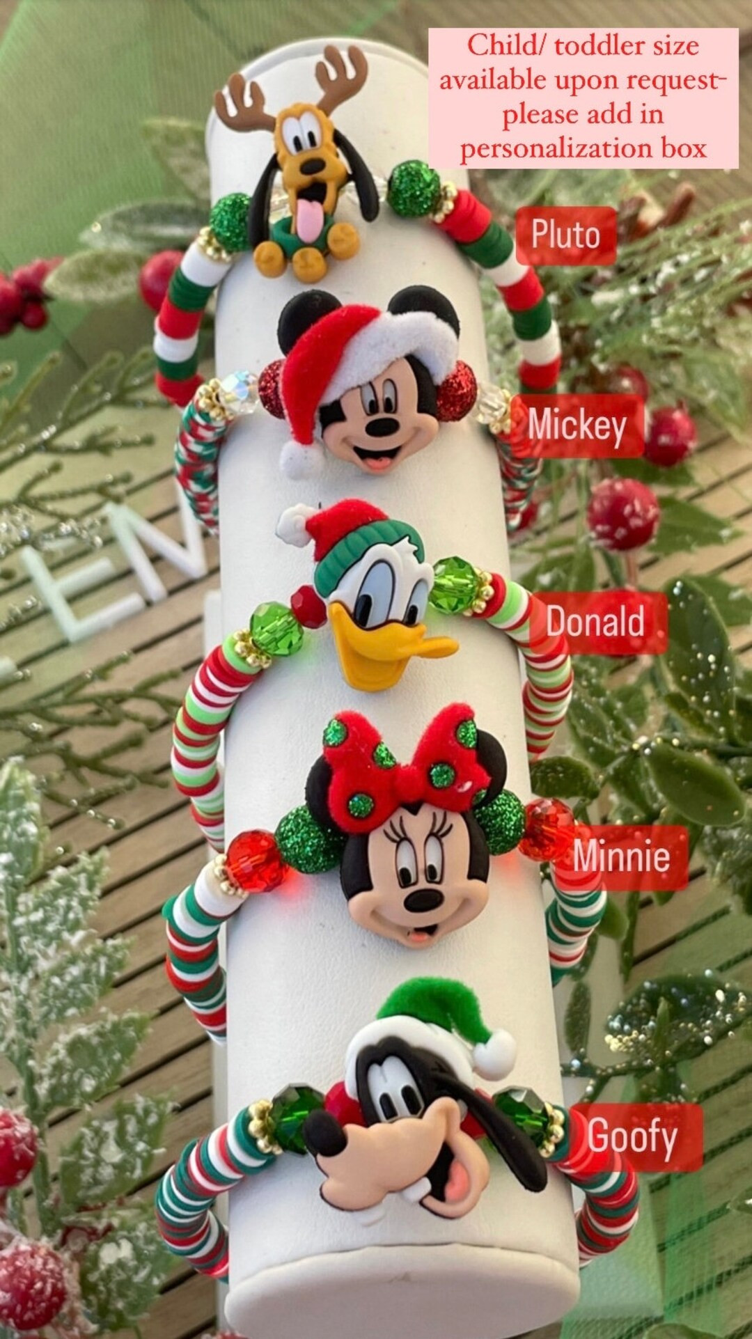 Mickey Mouse Christmas | Christmas Bracelet | Disney World Bracelet | Disneyland Bracelet | Disne... | Etsy (US)