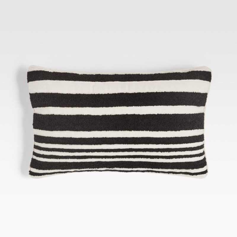 Mohave 20"x13" Wide Black Stripe Indoor/Outdoor Lumbar Pillow + Reviews | Crate & Barrel | Crate & Barrel
