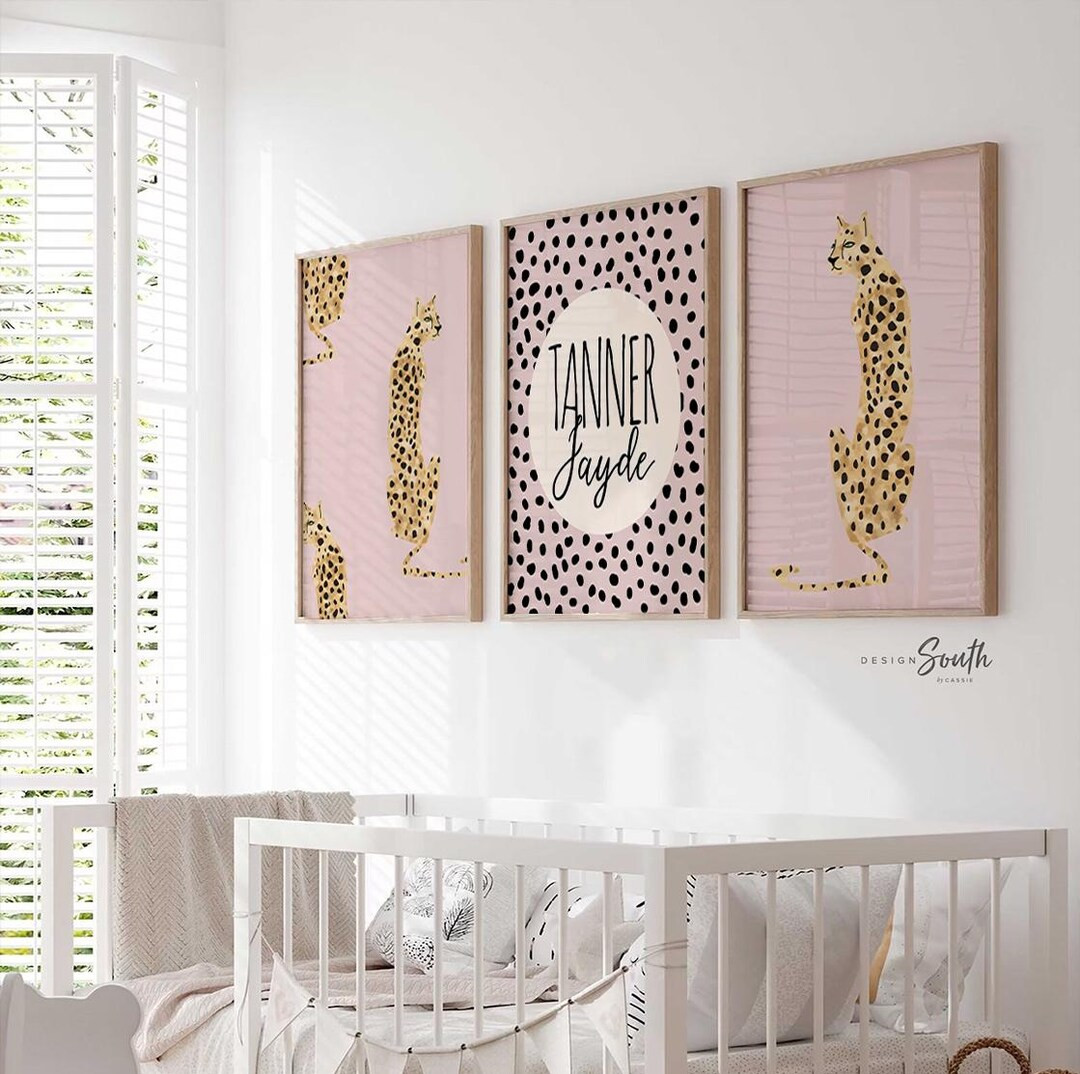 Baby Cheetah Print Pink, Dot Speckle Pattern Nursery, Modern Nursery Ideas Girl, Safari Baby Anim... | Etsy (US)