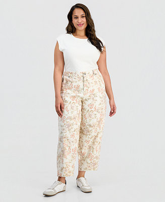 Trendy Plus Size High-Rise Floral-Print Jeans, Macy's Exclusive | Macy's