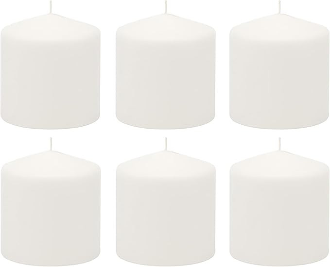 Stonebriar 18 Hour Long Burning Unscented Pillar Candles, 3x3, White , Count of 6 | Amazon (US)