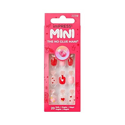 KISS imPRESS No Glue Mani Press On Nails, Mini, 'Your Smile', Multicolor, Kids Size, Squoval Shap... | Amazon (US)