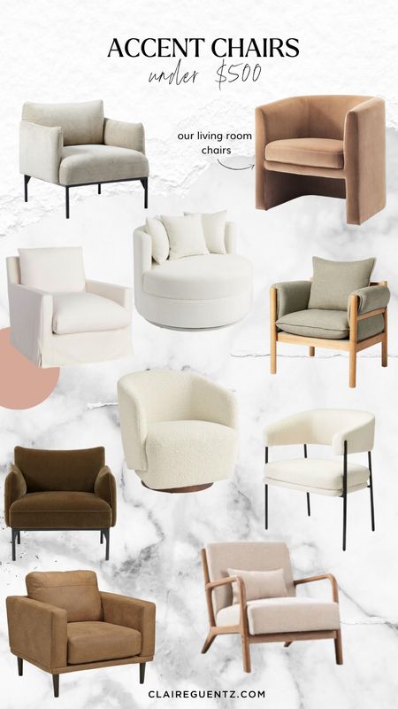 Accent chairs; living room chairs; accent chairs under $500; neutral accent chairs; neutral living room chairs 

#LTKsalealert #LTKhome