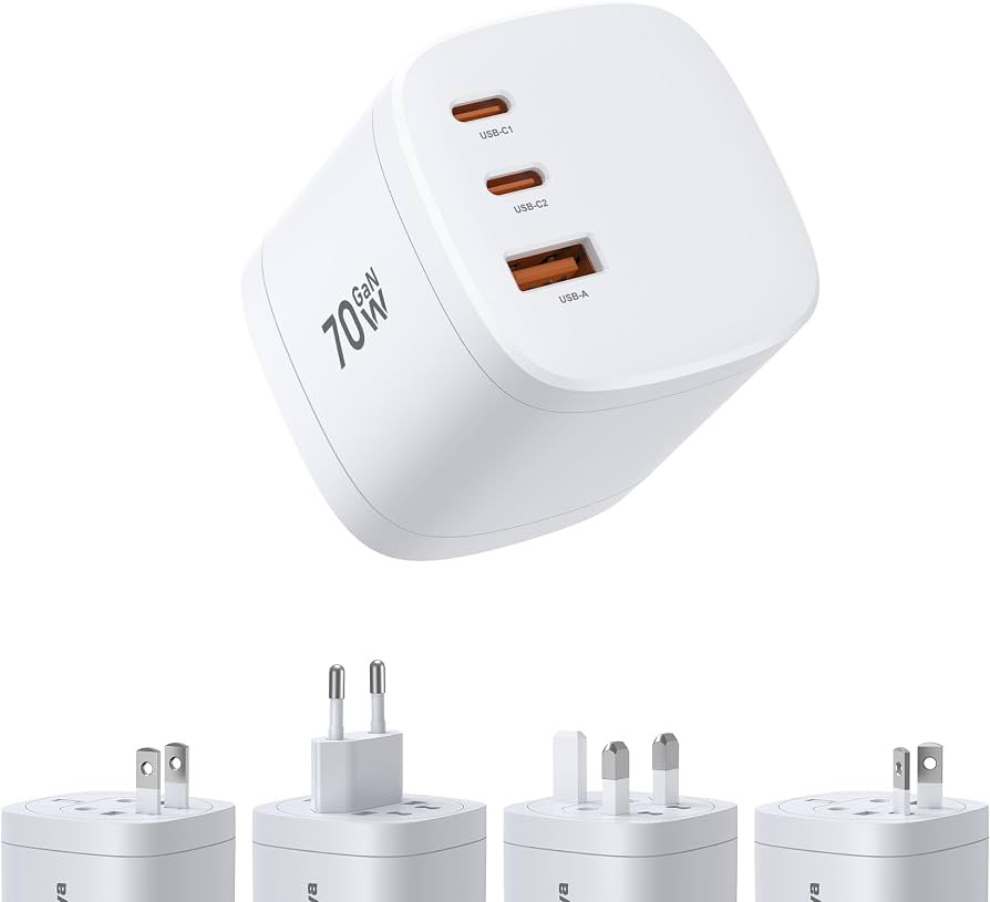 70W GaN Universal Travel Adapter PD Wall Charger for US/EU/UK/AU | Amazon (US)