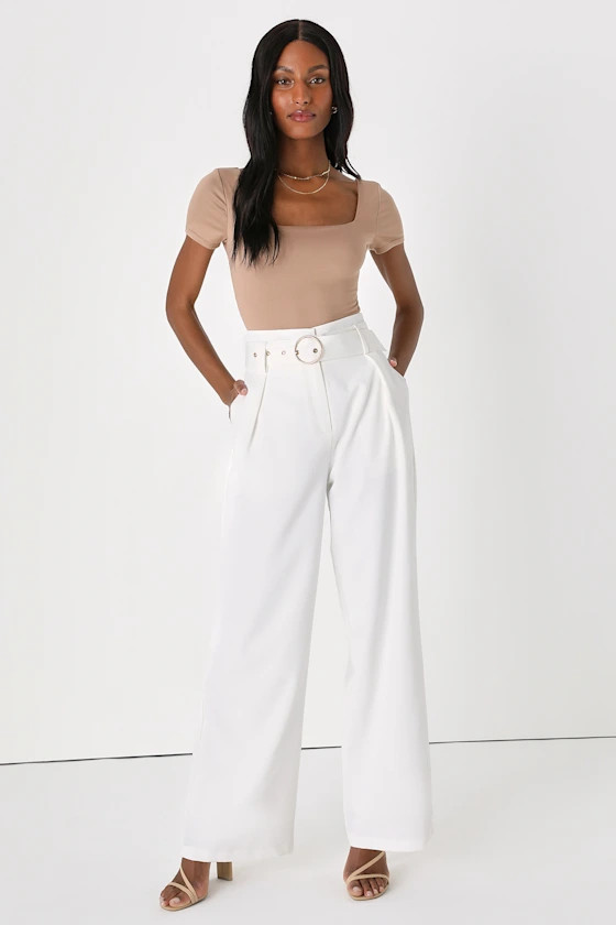 Confident Vibes White Belted Wide-Leg Trouser Pants
            Lulus
         $55
        Produc... | Lulus