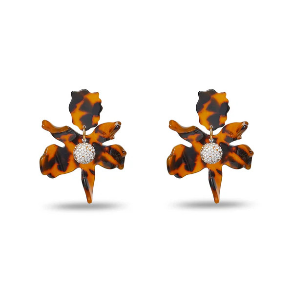 TORTOISE SMALL CRYSTAL LILY EARRINGS | LELE SADOUGHI