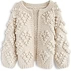 Women's Soft Heart Shape Balls Hand Knit Open Front Hot Pink/Ivory/Lavender/Pink/Army Green/Wine ... | Amazon (US)