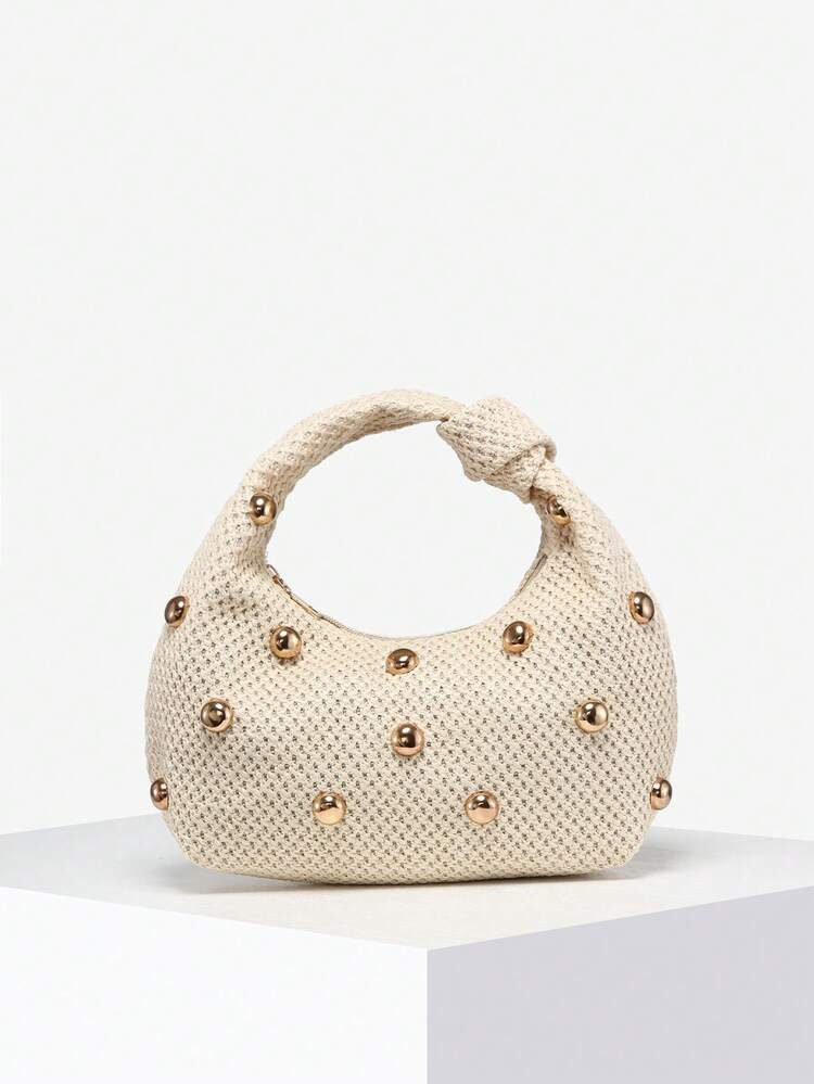 1pc Women's Retro Minimalist Vacation Hippie Boho Crochet Hollow Out Knotted Oversized Crescent Shoulder Bag, Suitable For Street, Dating, Commuting, Vacation , Crochet | SHEIN