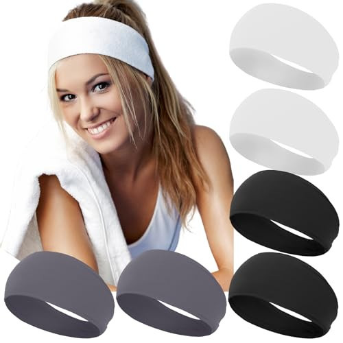 RITOPER Black Workout Headbands for Women Non Slip, 3.9 Inch Wide Stretchy Sports Sweatbands, Buttery Soft Thick White Head Band for Running, Cycling, Yoga, Fitness，Daily Use | Amazon (US)