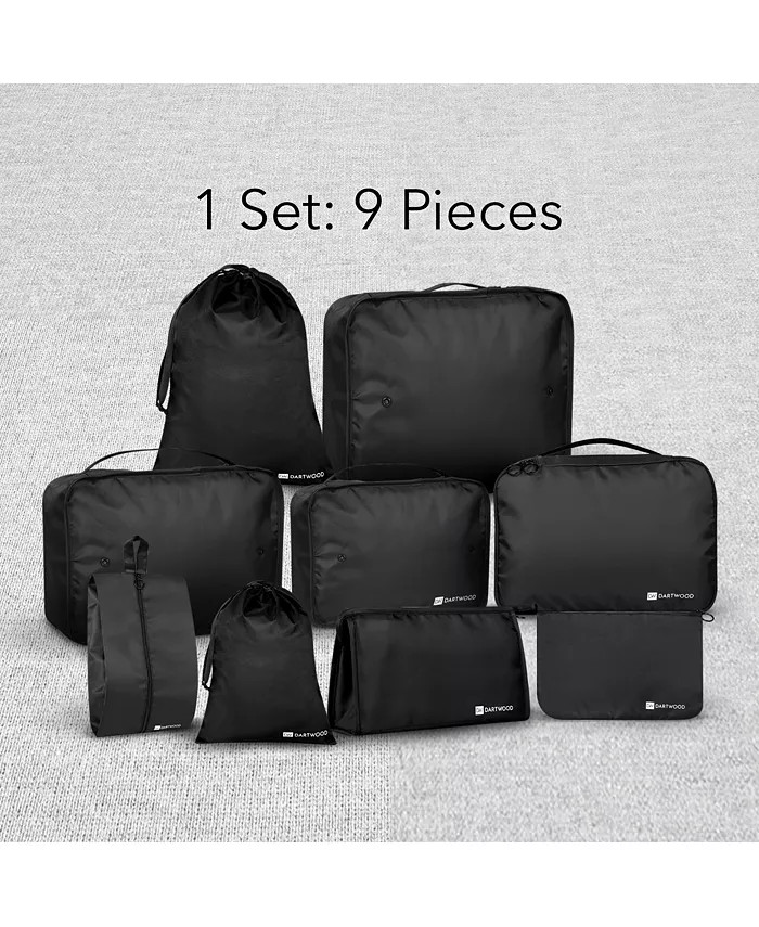 Compression Packing Cubes - Suitcase Organizer Bags Set for Travelling - 1 Set/9 pieces (Black) | Macy's