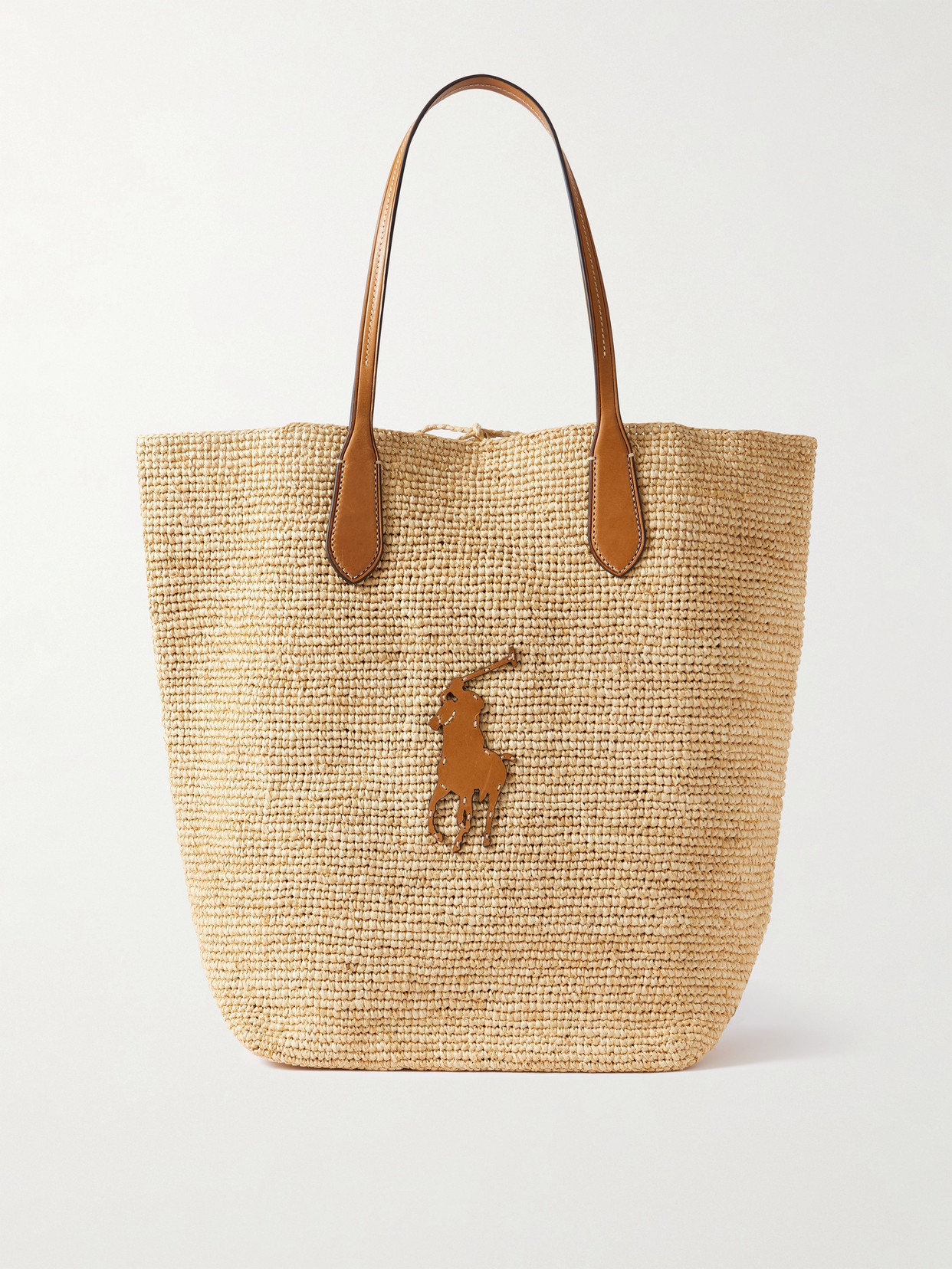 Polo Ralph Lauren - Appliquéd Leather-trimmed Raffia Tote - Beige | NET-A-PORTER (UK & EU)