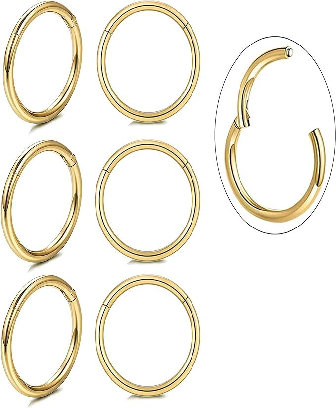Unisex Dainty Tiny 18k Real Gold Plating Cartilage Huggie Hoop Earrings, 16G Surgical Steel Small... | Amazon (US)