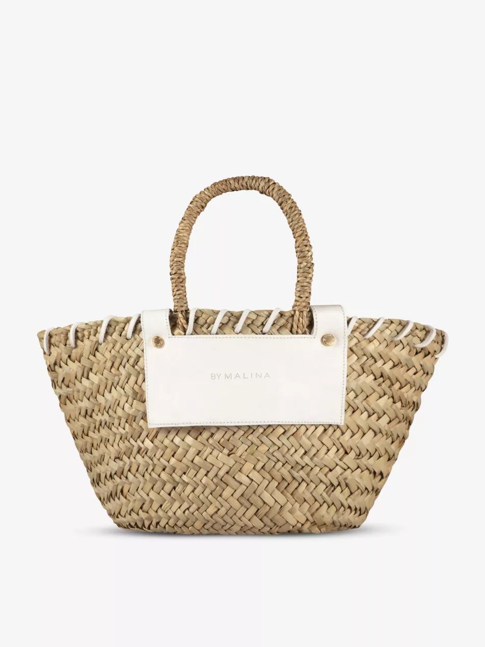 Niki logo-embossed straw basket bag | Selfridges