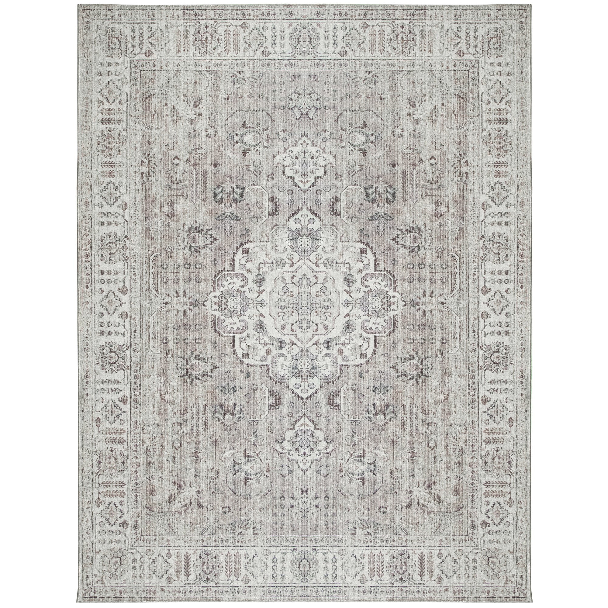 ReaLife Rugs Machine Washable Printed Persian Distressed Medallion Beige Eco-friendly Recycled Fi... | Walmart (US)