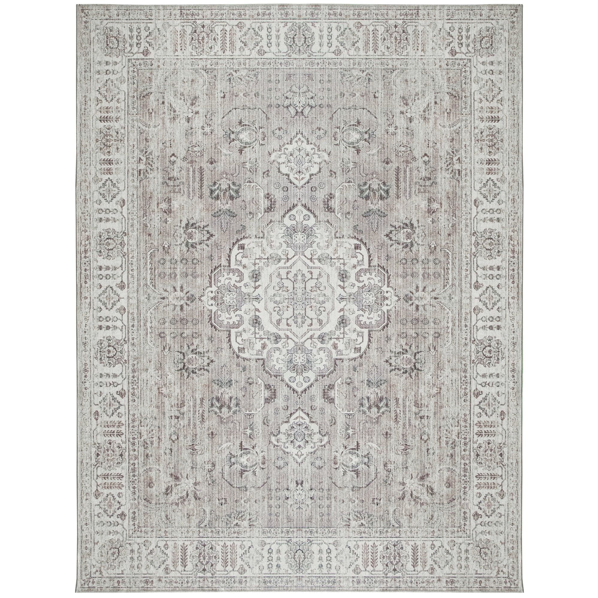 ReaLife Rugs Machine Washable Printed Persian Distressed Medallion Beige Eco-friendly Recycled Fi... | Walmart (US)