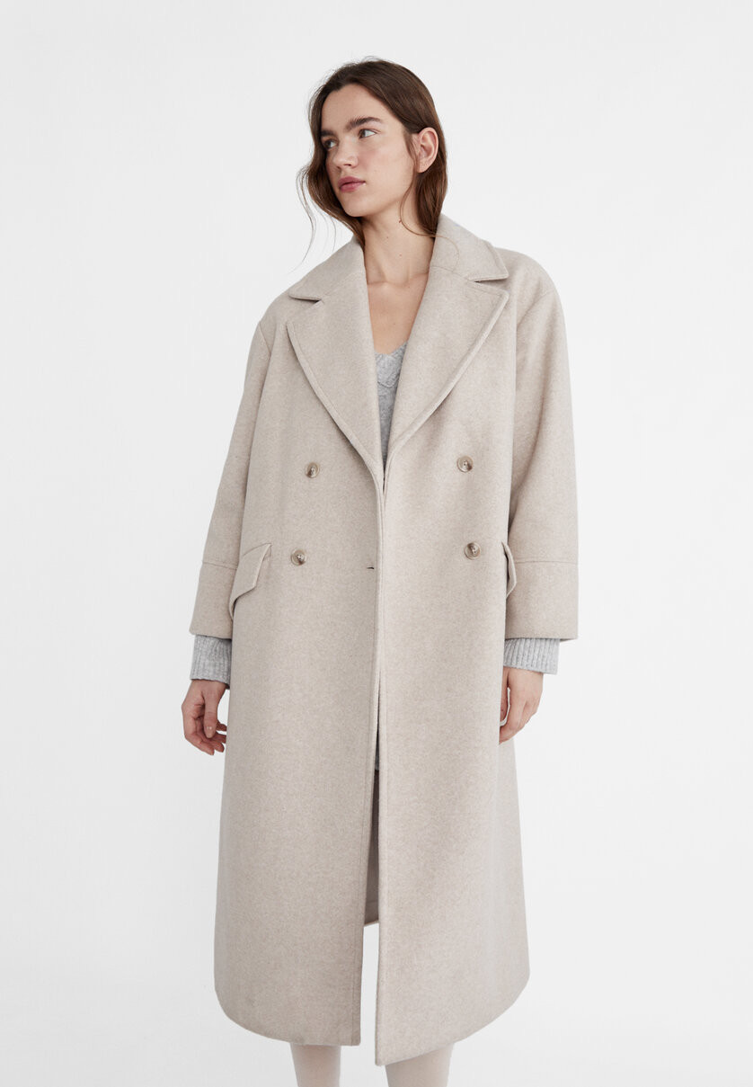 Oversize soft-touch coat - Women's Coats | Stradivarius United Kingdom | Stradivarius (UK)