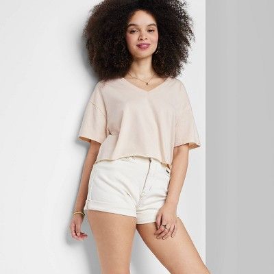 Women's Short Sleeve Relaxed Fit V-Neck Cropped T-Shirt - Wild Fable™ | Target