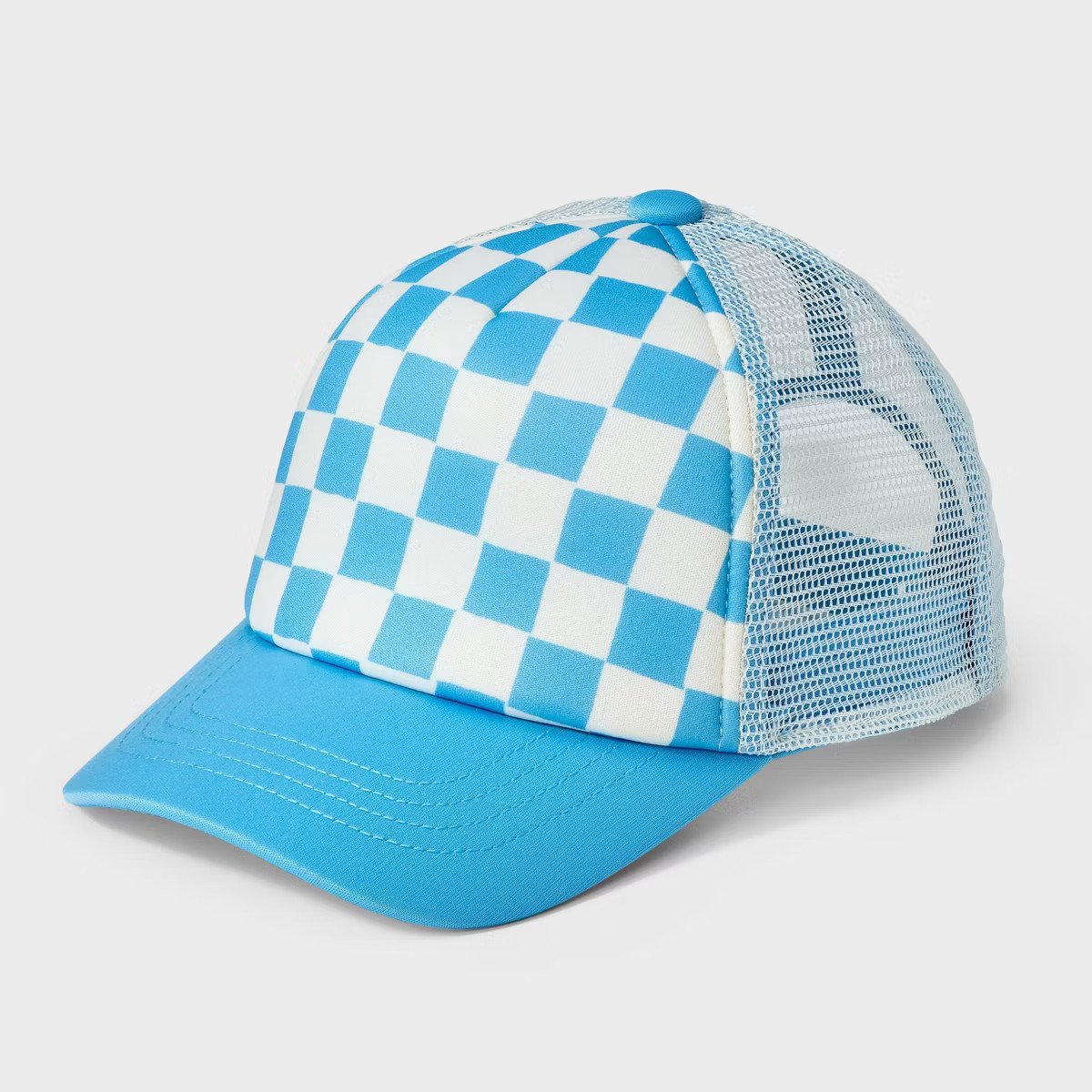 Boys' Checkered Baseball Hat - Cat & Jack™️Blue/White: Lightweight, Adjustable, Partial Linin... | Target