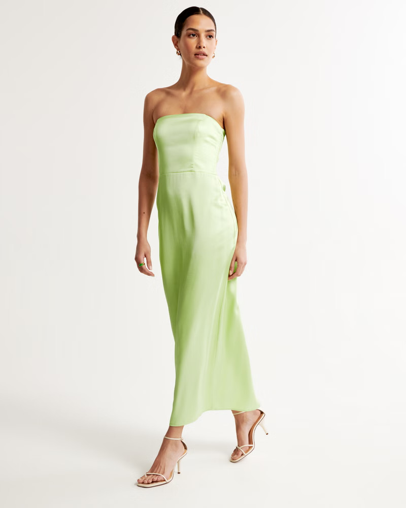 Strapless Satin Maxi Dress | Abercrombie & Fitch (US)