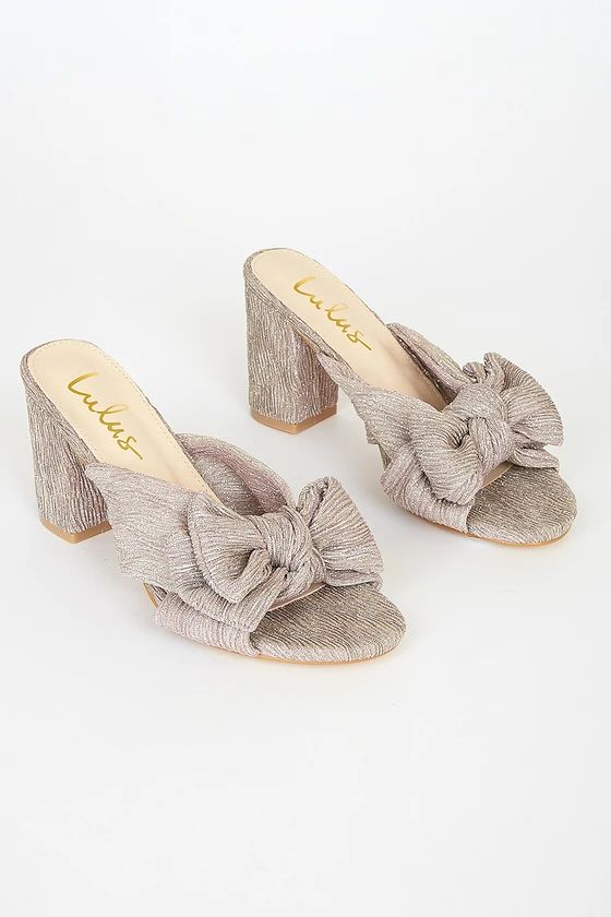 Dorothea Taro Shimmer Knotted High Heel Sandals | Lulus (US)