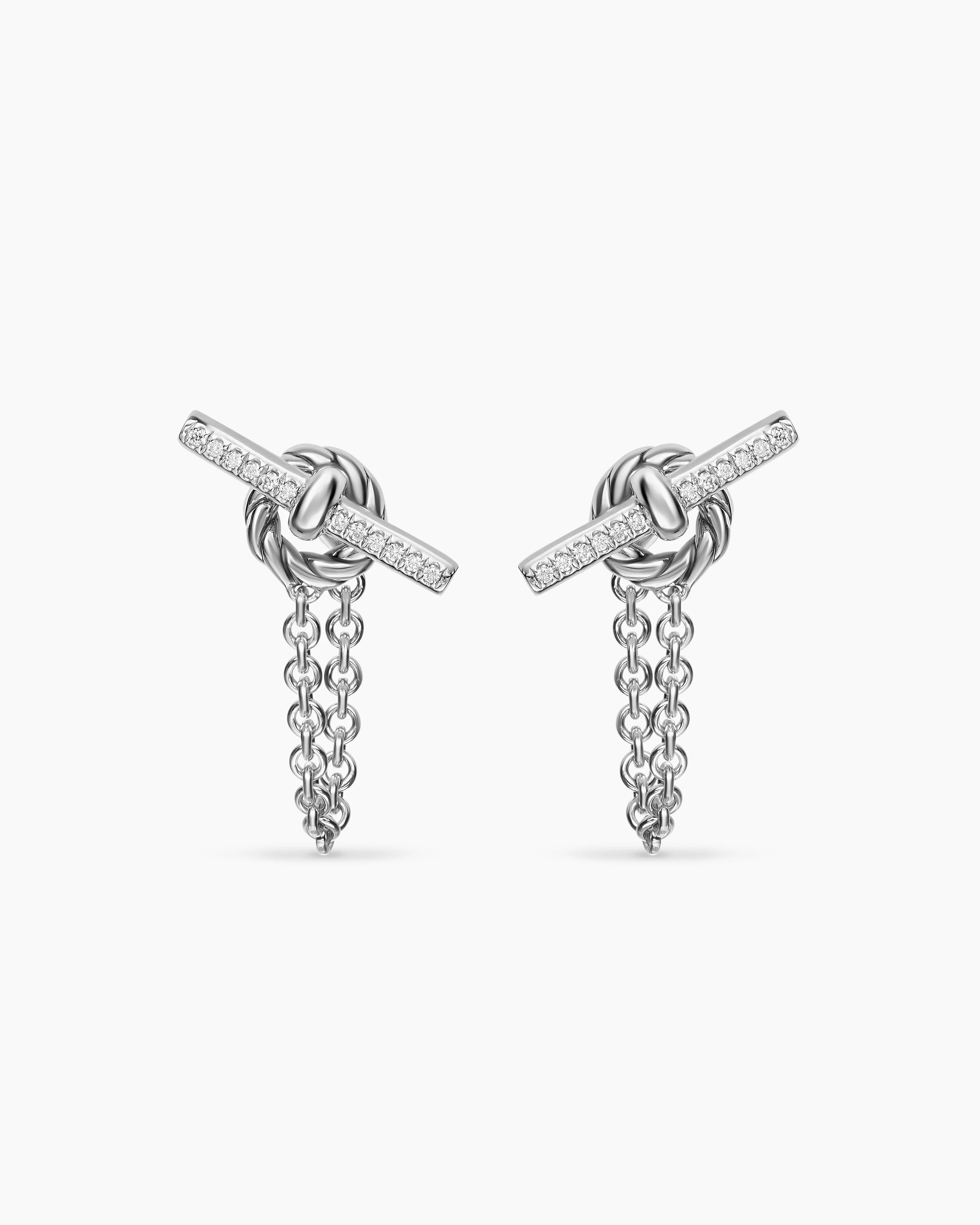 David Yurman | DY Mercer® Petite Toggle Chain Stud Earrings in Sterling Silver with Diamonds, 38... | David Yurman
