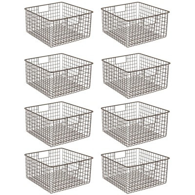 mDesign Metal Wire Food Organizer Storage Bins with Handles - 8 Pack - Bronze | Target