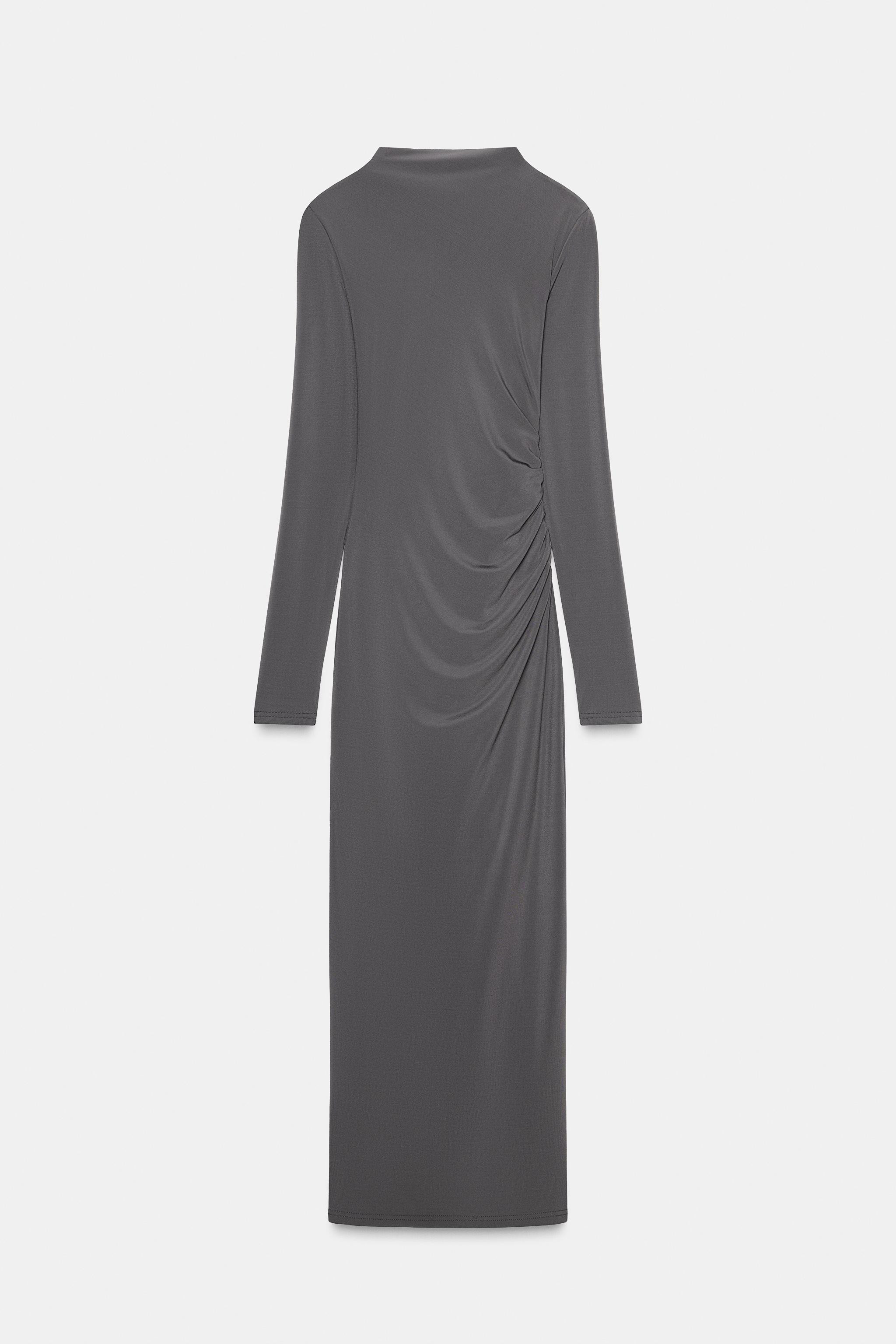 DRAPED SHOULDER PAD MIDI DRESS | Zara US