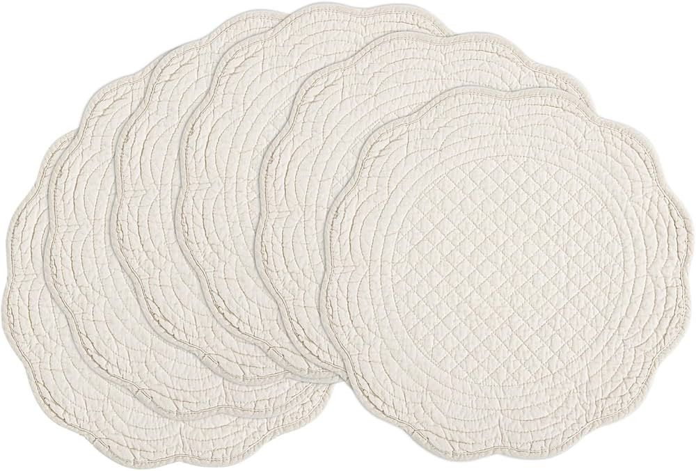 BALAPET Quilted Placemats Set of 6, 100% Cotton 14" Table Mats Farmhouse Style, Reversible Round ... | Amazon (US)