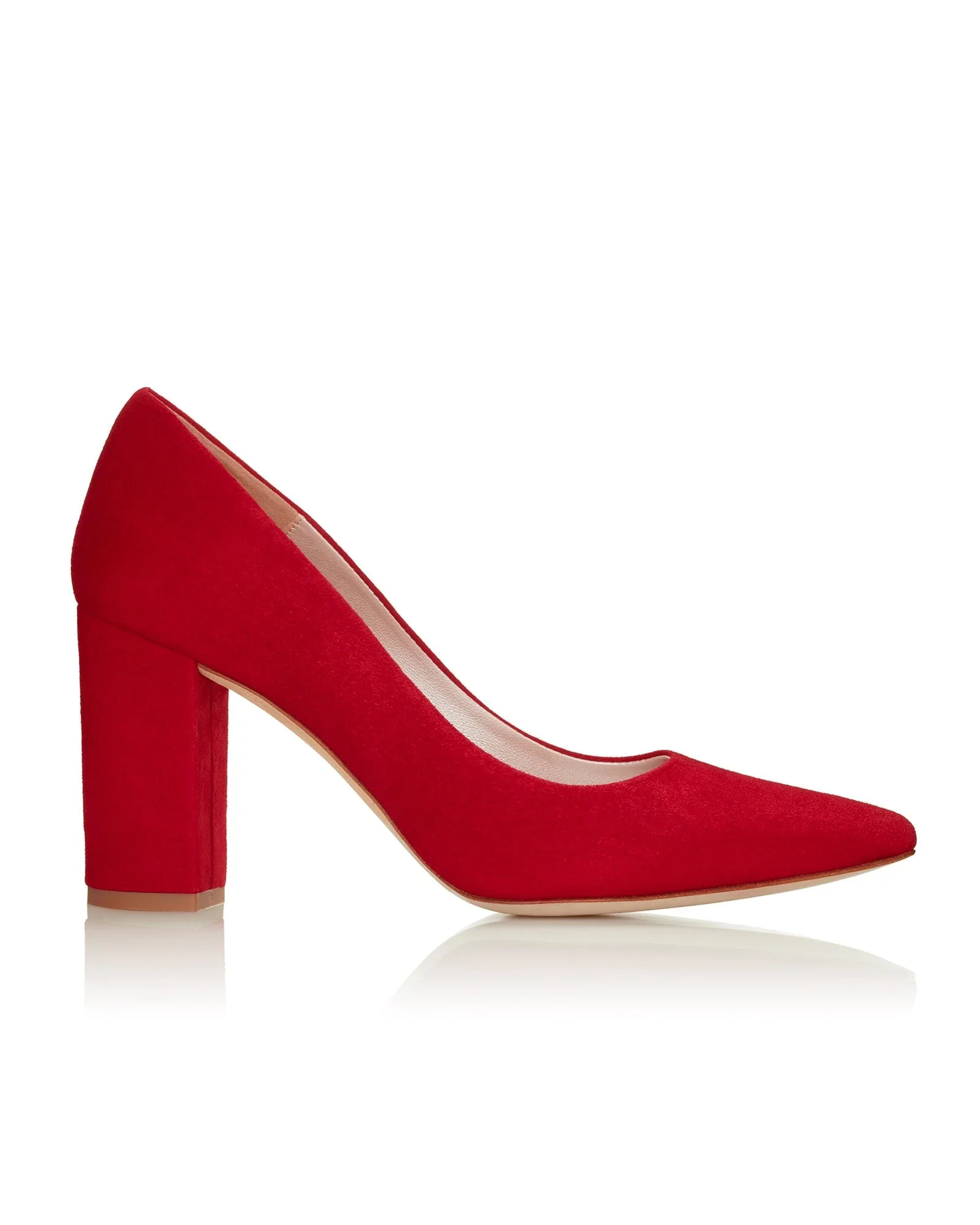 Josie Candy Suede
			Mid Block Heel | Emmy London