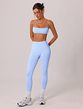 ABOCIW Workout Sets for Women 2 Piece Seamless Bandeau Strappy Sports Bra High Waist Leggings Yoga Gym Work Out Clothes | Amazon (US)