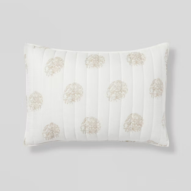 Standard Reversible Printed Voile  Block Print Quilt Sham Off-White - Threshold™ | Target