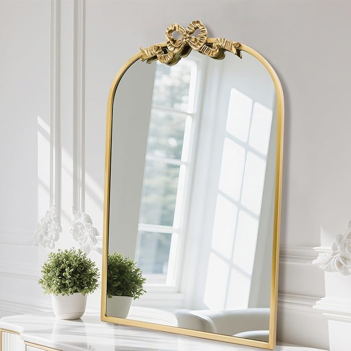 Vintage Arched Gold Mirror 36"x24" Antique Bathroom Vanity Wall Mirrors with Metal Frame, Baroque... | Amazon (US)
