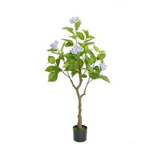 5 ft. Tall Artificial Hydrangea Flowers Tree, Fake Potted Decorative Hydrangea Tree FQZOL_TSG6YYN... | The Home Depot