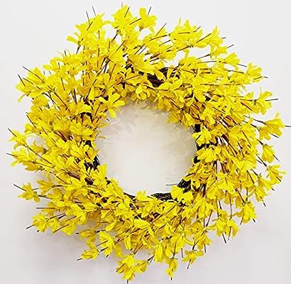 Huashen 24 Inch Yellow Forsythia Door Wreath for Rustic Summer Farmhouse Front Door Decor Spring&... | Amazon (US)