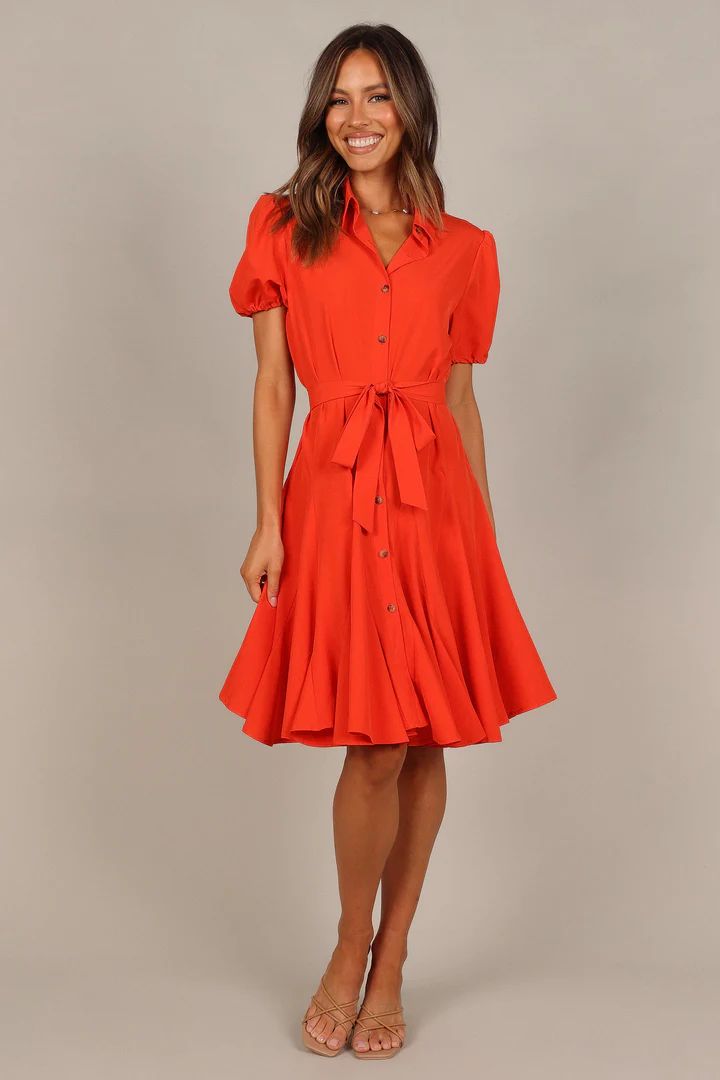 Giselle Button Down Mini Dress - Red | Petal & Pup (US)