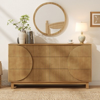 6 Drawer Fluted Dresser, Chest of Drawers with Anti-Tip Device, Clothes Storage Organizer for Bedroom, Living Room, Entryway, Brown - ModernLuxe | Target