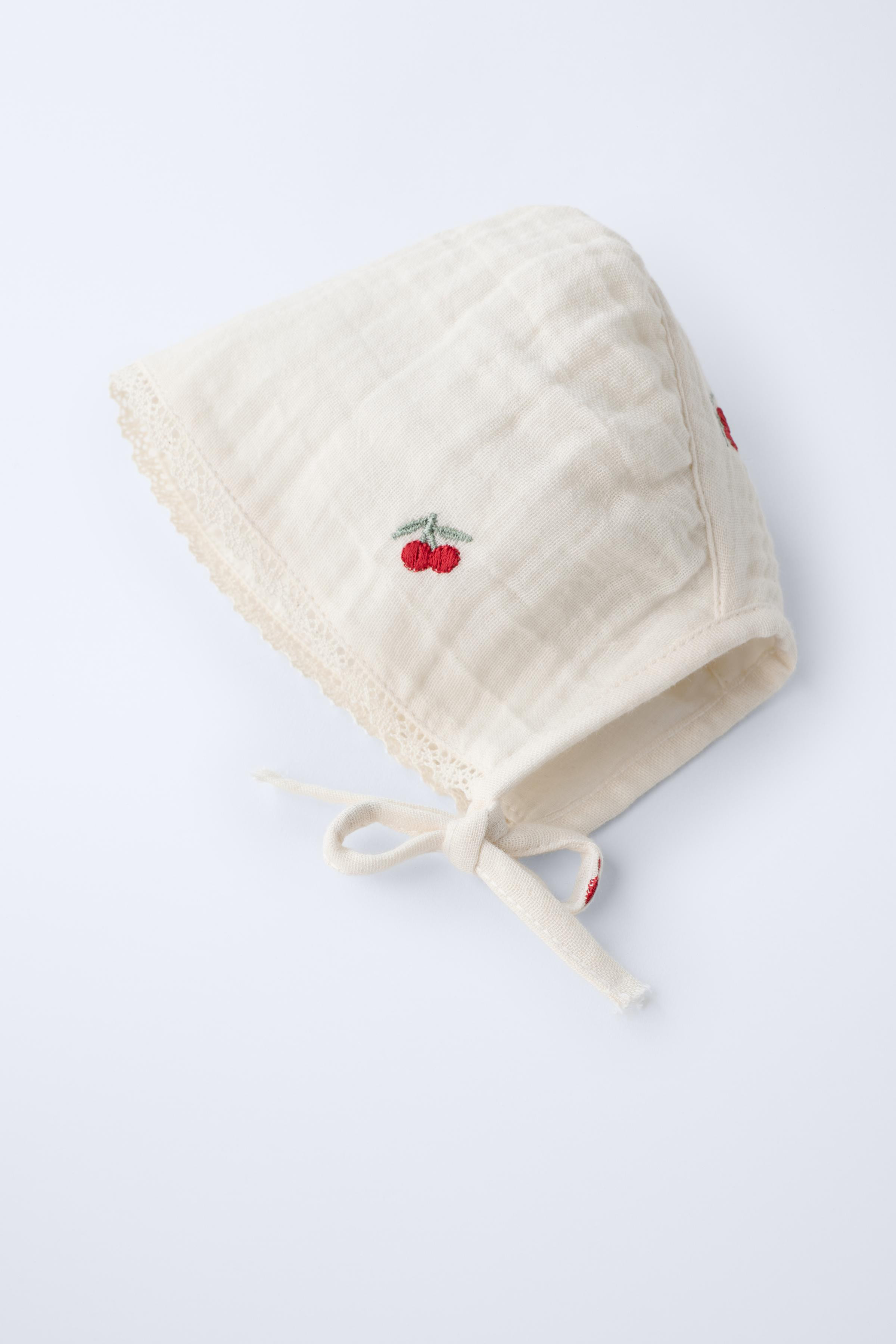 EMBROIDERED CHERRY TEXTURED BONNET | Zara US