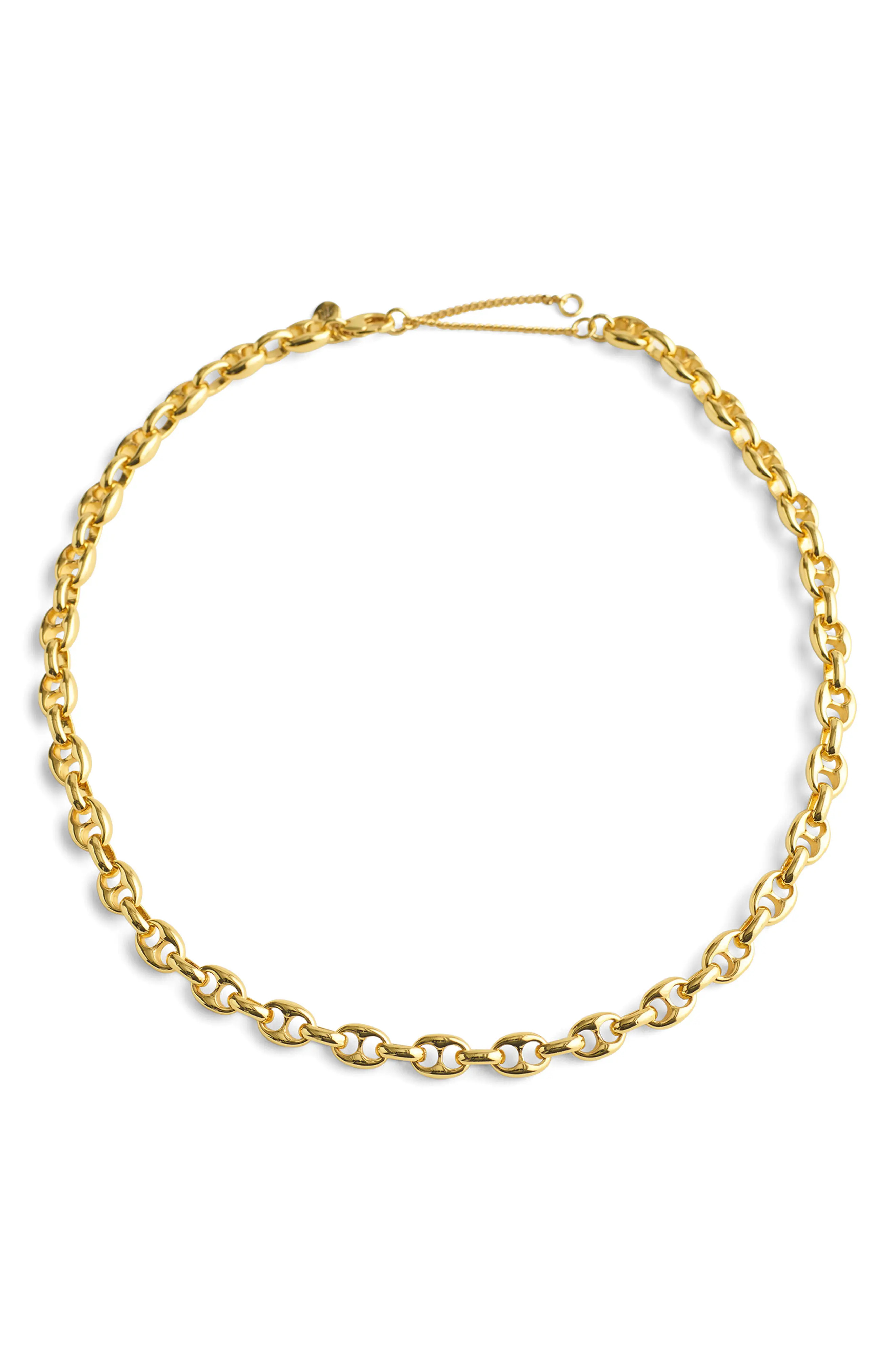 Madewell Puffy Mariner Link Necklace in Warm Gold at Nordstrom | Nordstrom