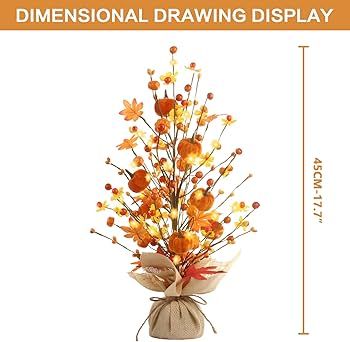 RoseCraft Fall Decor, 18 Inch Artificial Red Berry/Maple Leaf/Pumpkin Tree Tabletop Decorations, ... | Amazon (US)