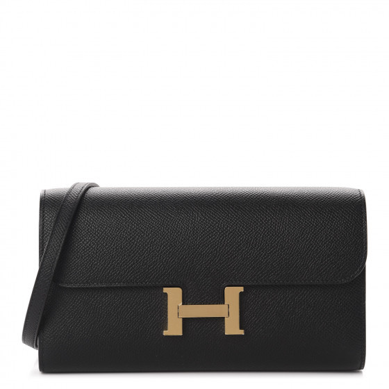 HERMES Epsom Constance Wallet To Go Black | Fashionphile