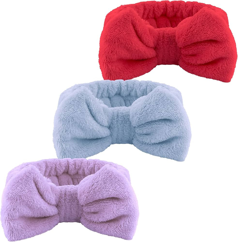 WSYUB Hairband, 3pcs Face Headband with Bow Tie, Soft Microfiber Skincare Band for Washing Face, ... | Amazon (US)